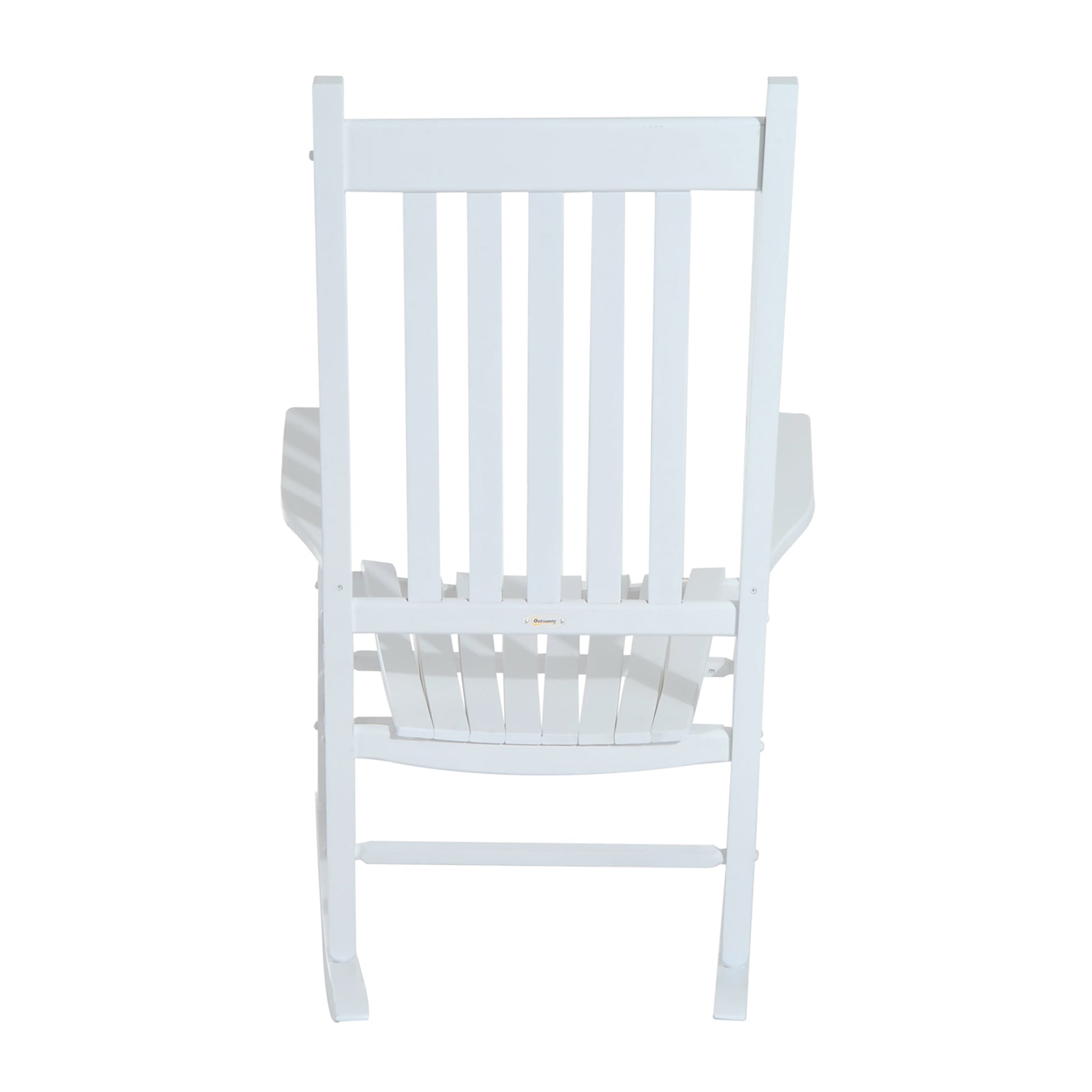 Outsunny Outdoor Rocking Chair, Patio Wooden Rocking Chair With Smooth Armrests, High Back For Garden, Balcony, Porch, Supports Up To 352 Lbs., White White Wood