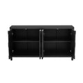 Luxurious Four Door Sideboard With Honeycomb Patterned Doors, Offering Large Storage For Study,Entrance And Living Room Black Primary Living Space American Design Mdf