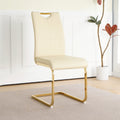 Modern Style Glass Dining Table With Elegant Transparent Design, Solid Support Base, Pale Yellow Dining Chair Set With Gold Plated Legs, Suitable For Restaurant Kitchens Set Of 7 Yellow Glass