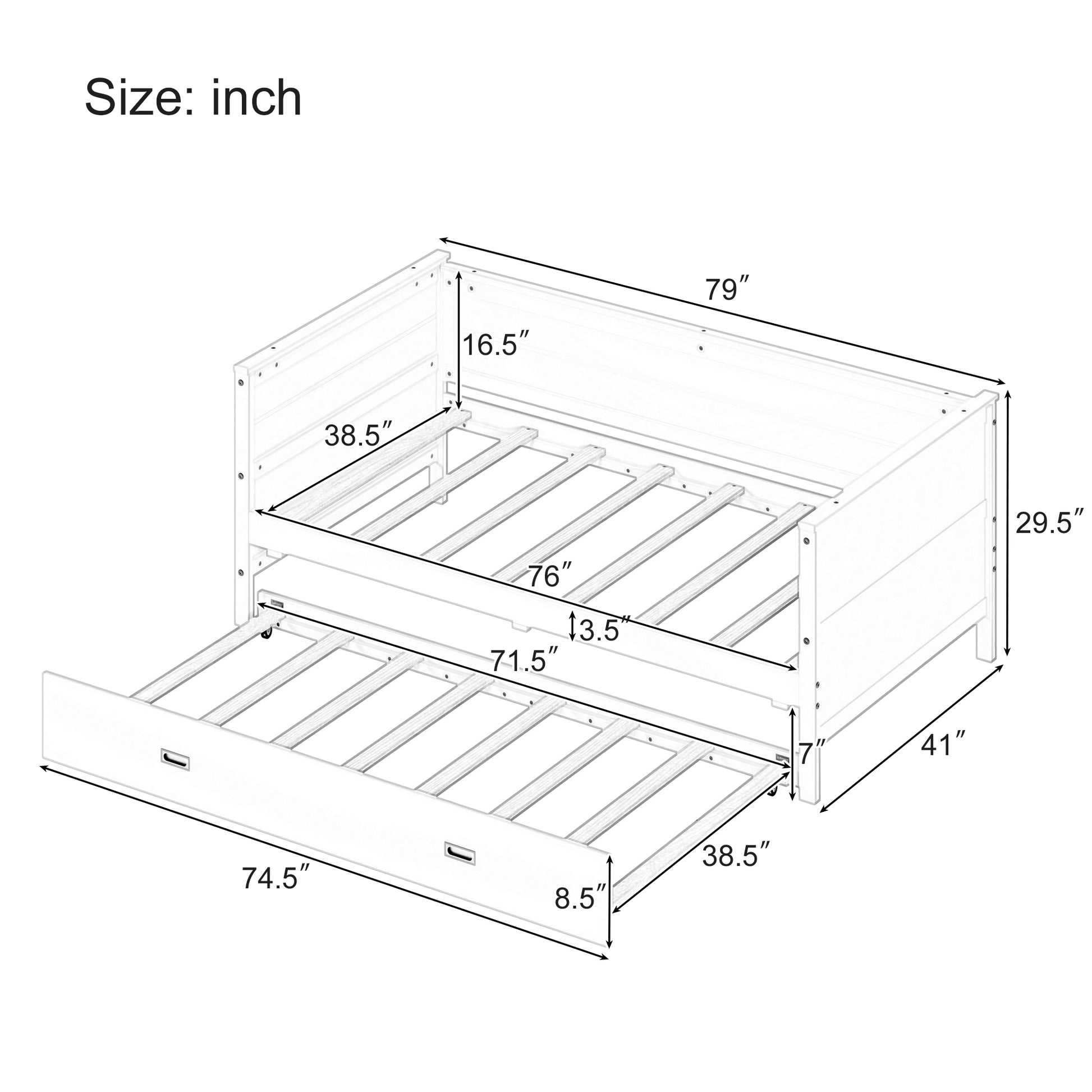 Twin Size Solid Wood Daybed With Trundle For Kids Teens Dorm Bedroom Multipurpose Guest Room Or Home, Walnut Box Spring Not Required Twin Walnut Wood Bedroom Pine Wood