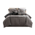 7 Piece Micro Corduroy Comforter Set Grey Queen Grey Polyester