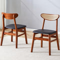 The Stylish And Durable Solid Wood Dining Chair, Small Curved Back, Pu Cushion, And Beautiful Shape Match Perfectly With Any Room And Everyday Use Walnut Set Of 2 Rubber Wood