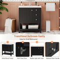 30Inch Transitional Style Bathroom Vanity Cabinet Combo With Ceramic Sink,Soft Close Door Black Bathroom Solid Wood Mdf