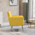 Coolmore Velvet Armchair Single Sofa Modern Tufted Upholstered Side Reading Chairs With Arm And Gold Metal Leg For Living Room Bedroom Mustard Mustard Foam Velvet