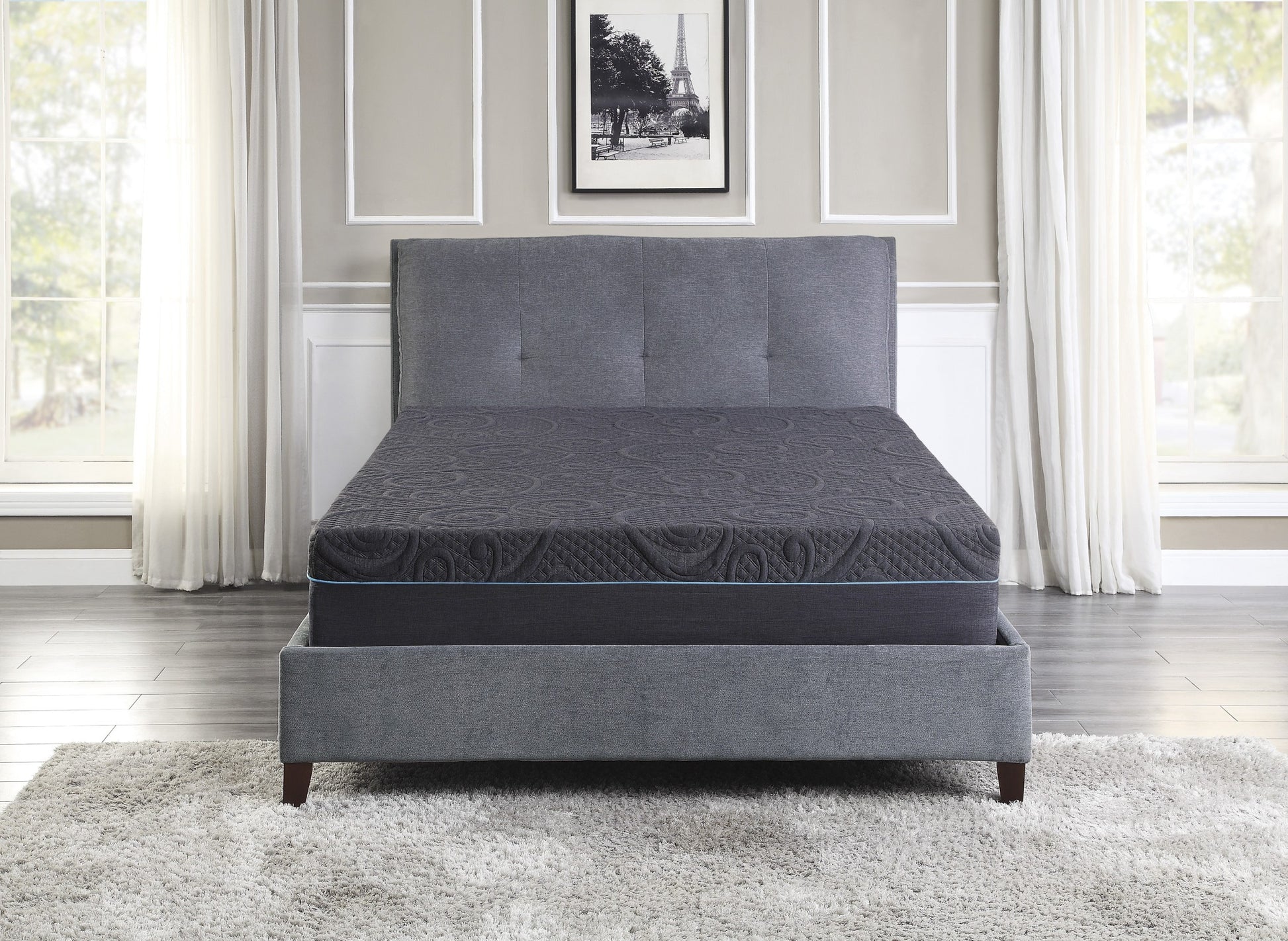 11 Inch California King Bed Mattress Gel Infused Memory Foam Hybrid Mattress, Dark Gray, Mattress In A Box Dark Gray Bedroom Foam Spring California King