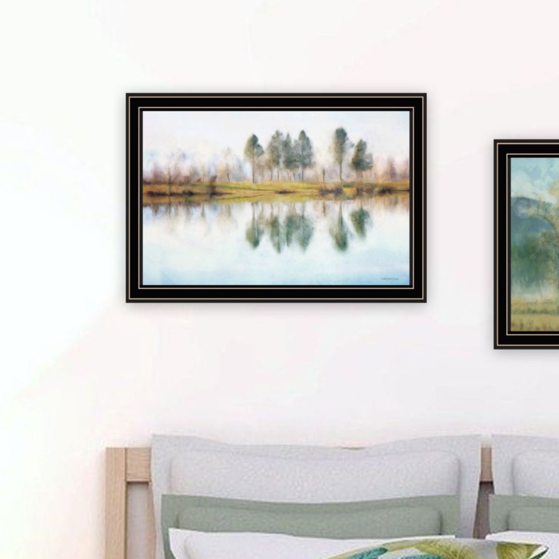 "Peaceful Lake Reflection" Framed Wall Art For Living Room, Wall Art Print For Home Decor, Bedroom Wall Art By Bluebird Barn Multicolor Wood Paper