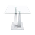 Table And Chair Set.Contemporary, Minimalist Rectangular Dining Table Featuring A Clear Tempered Glass Top And Sleek Silver Legs. Paried With Chairs Made Of Pu Material Cushion And Silver Metal Legs. Light Gray Seats 6 Glass Metal