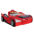 Coupe Twin Race Car Bed W Trundle, Red Red Particle Board