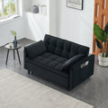 Modern Velvet Sofa, Sofa Pull Out Bed, Smallseat Casual Sofa With Back, With Pillow, Pockets, Living Room Furniture, 3 In 1 Convertible Sleep Sofa Bed. Black Velvet 3 Seat