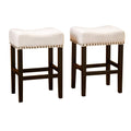 Laramie Linen Fabric Counterstools, 2 Pcs Set, Beige Beige Black Fabric