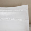 4 Piece Microfiber Reversible Ruffle Quilt Set With Throw Pillow White Full Queen Full White Cotton
