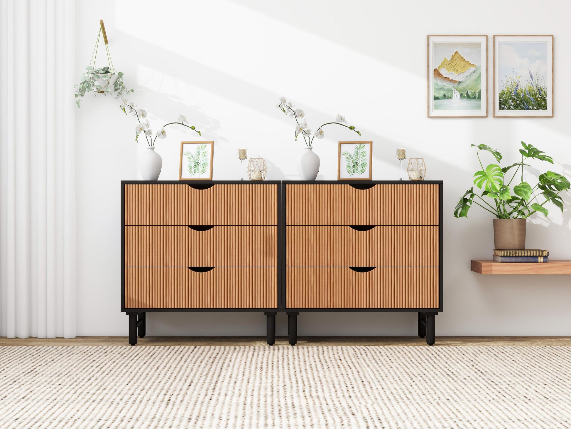 3 Drawer Cabinet, Suitable For Bedroom, Living Room, Study, Dining Room Black Particle Board