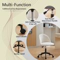 White Boucle Office Chair Desk Chair, Mid Back Adjustable Swivel Computer Chair With Black Legsmodern Upholstered Desk Chair With Wheels White Black Foam Polyester Blend
