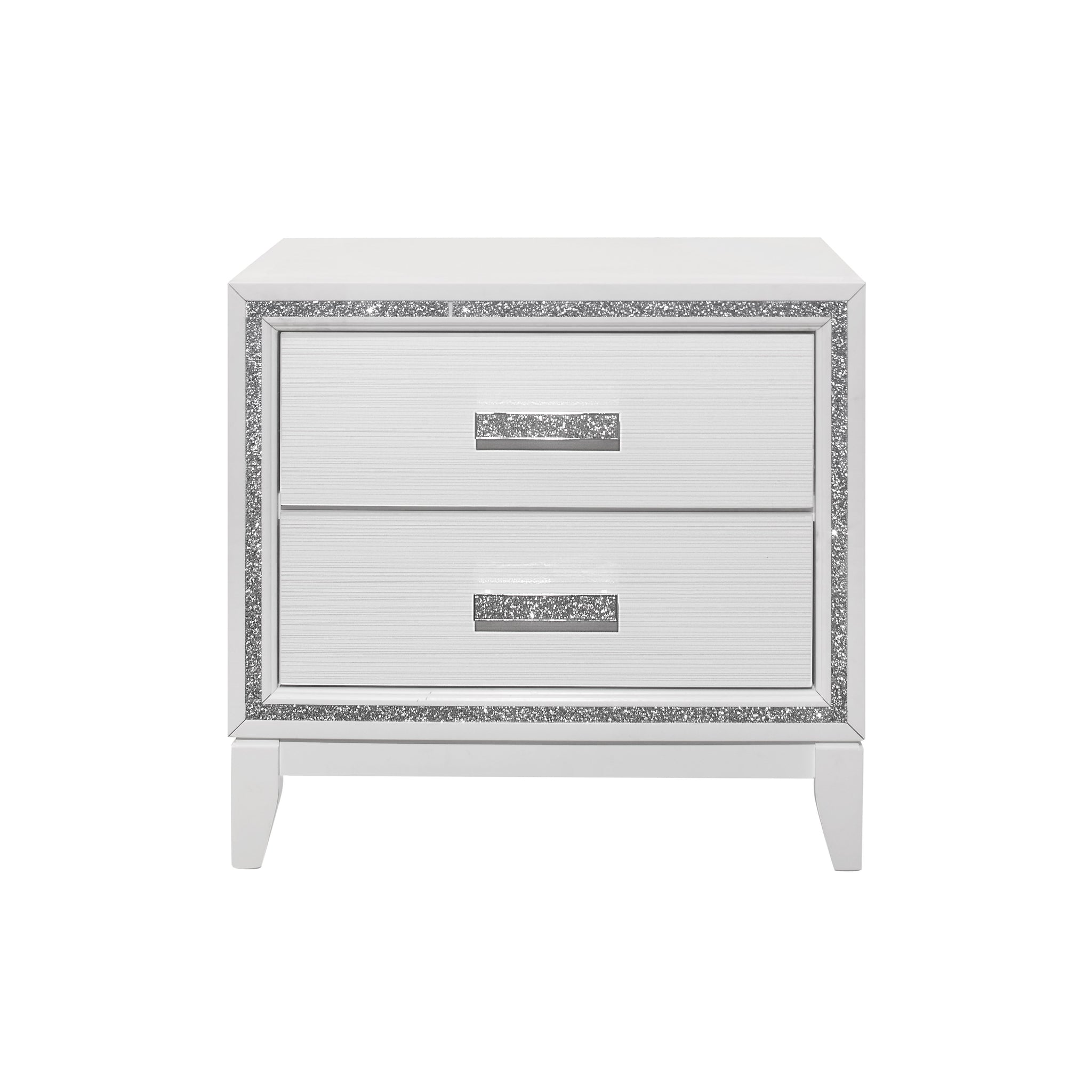 Almera Glitter White Nightstand White Rubber Wood