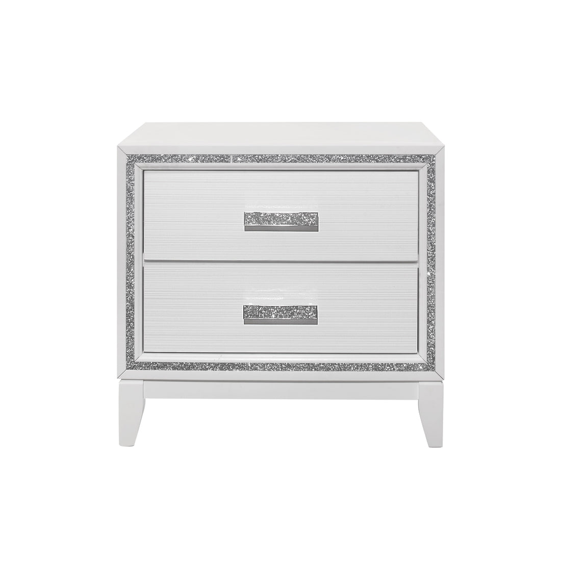 Almera Glitter White Nightstand White Rubber Wood