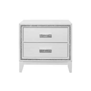 Almera Glitter White Nightstand White Rubber Wood