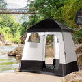 Outsunny Shower Tent, Pop Up Privacy Shelter For Camping, Dressing Changing Room, Portable Instant Outdoor Shower Tent Enclosure W 2 Rooms, Shower Bag, Floor And Carrying Bag, Black Black Taffeta