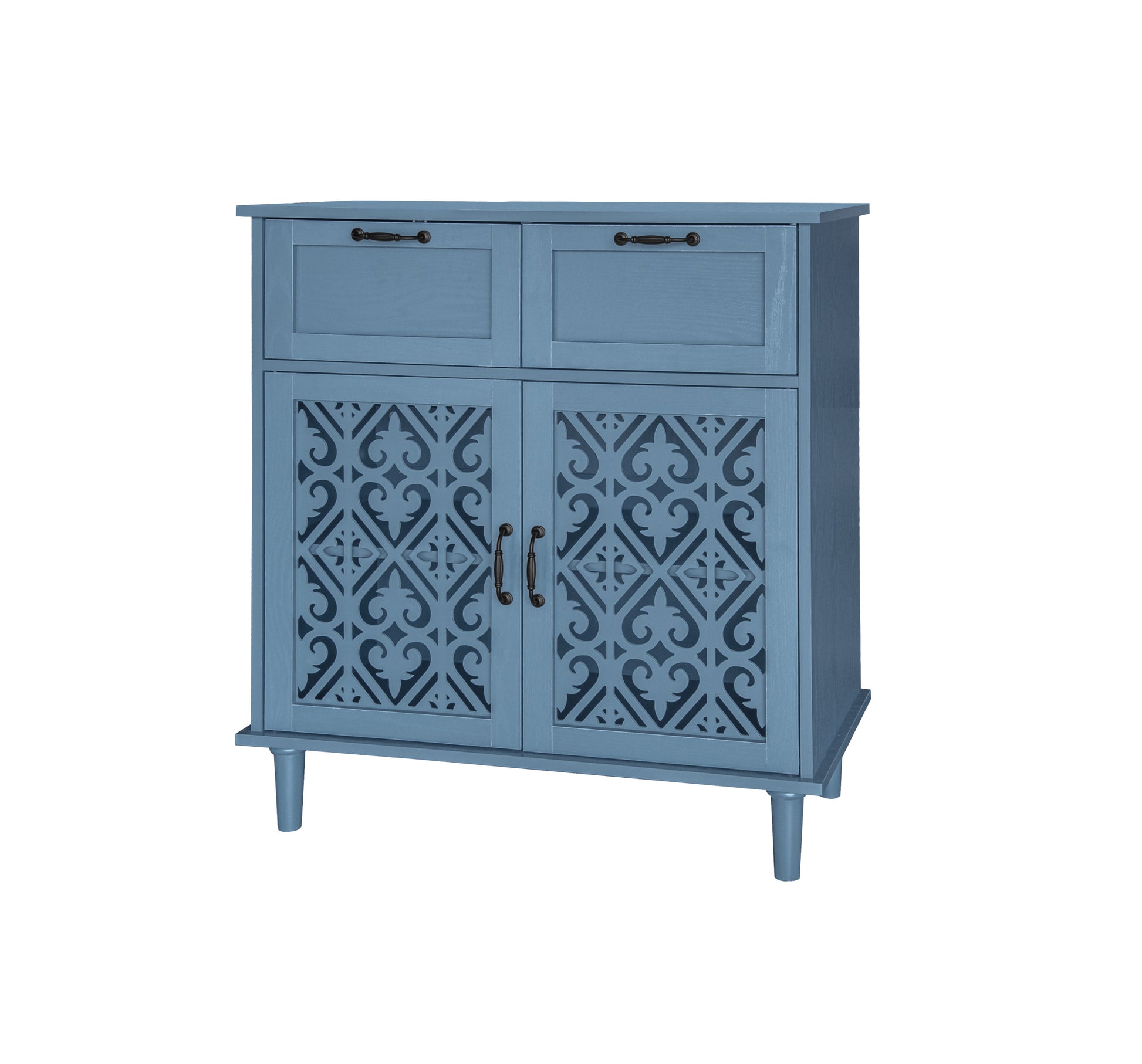 2 Door 2 Drawer Cabinet, American Furniture, Suitable For Bedroom, Living Room, Study Blue Mdf