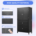 Bathroom Storage Cabinet, Cabinet With Two Doors And Drawers, Adjustable Shelf, Mdf Board, Black Black Mdf