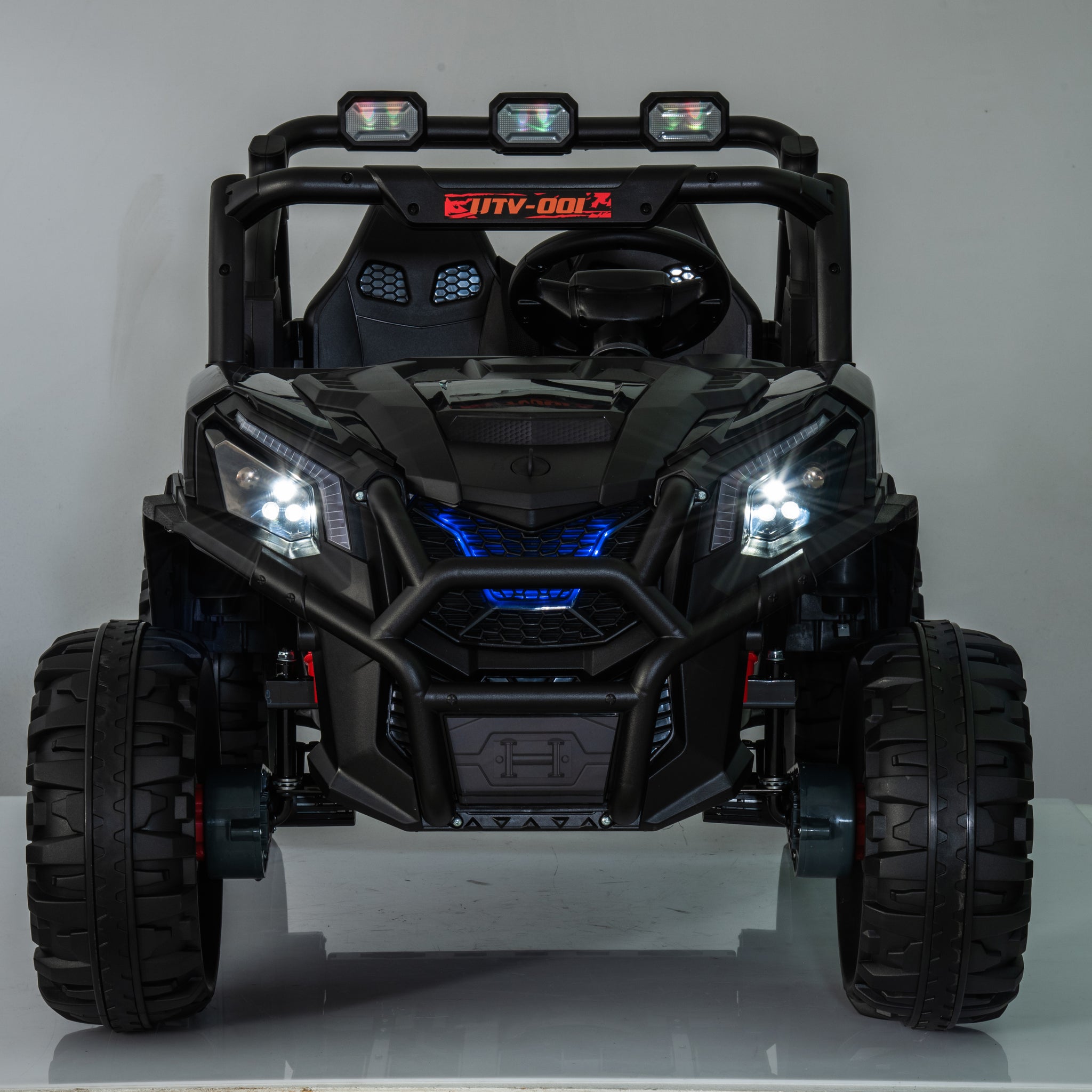 24V Ride On Toys 4Wd Ride On Cars With Remote Control, 2 Xl Seater Electric Car For Kids, Power Car Wheels, Utv 4*200W Motor, Bluetooth, Music, Lights, 3 Speeds,Black Black Abs