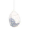 Los Alamitos Hanging Chair With 8Ft Chain White Blue Pe Rattan Iron Waterproof Fabric