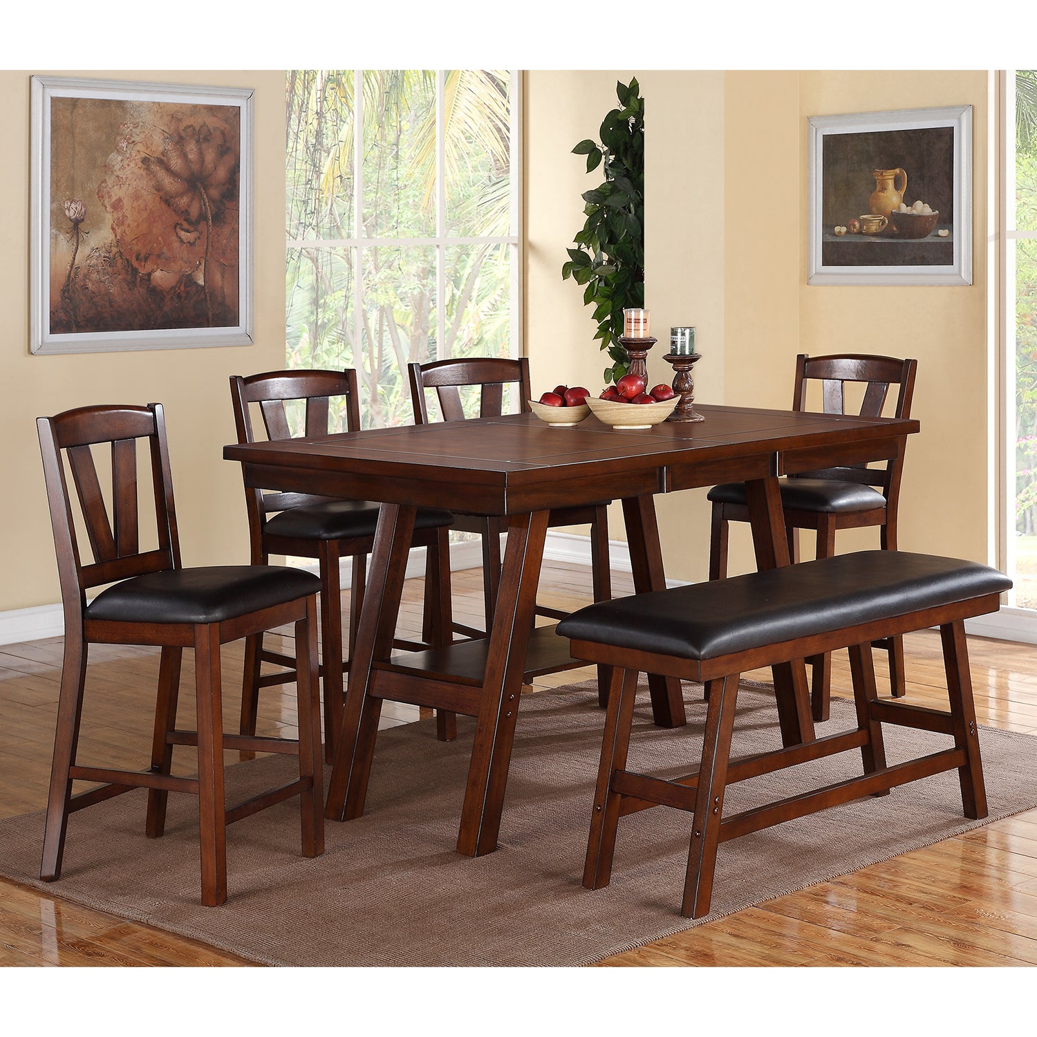 Dining Chairs With Black Faux Leather Seat, Walnut Set Of 2 Solid Walnut Dining Room Rectangular Set Of 2 Rubber Wood