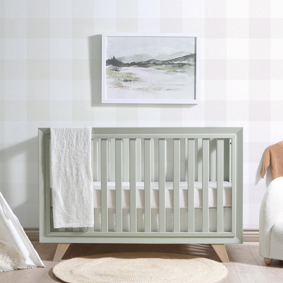 Wooster Convertible Crib In Sage Sage Wood