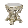 Antique Gold End Table With Floral Legs Antique Gold Primary Living Space Round Wood Plastic Pedestal