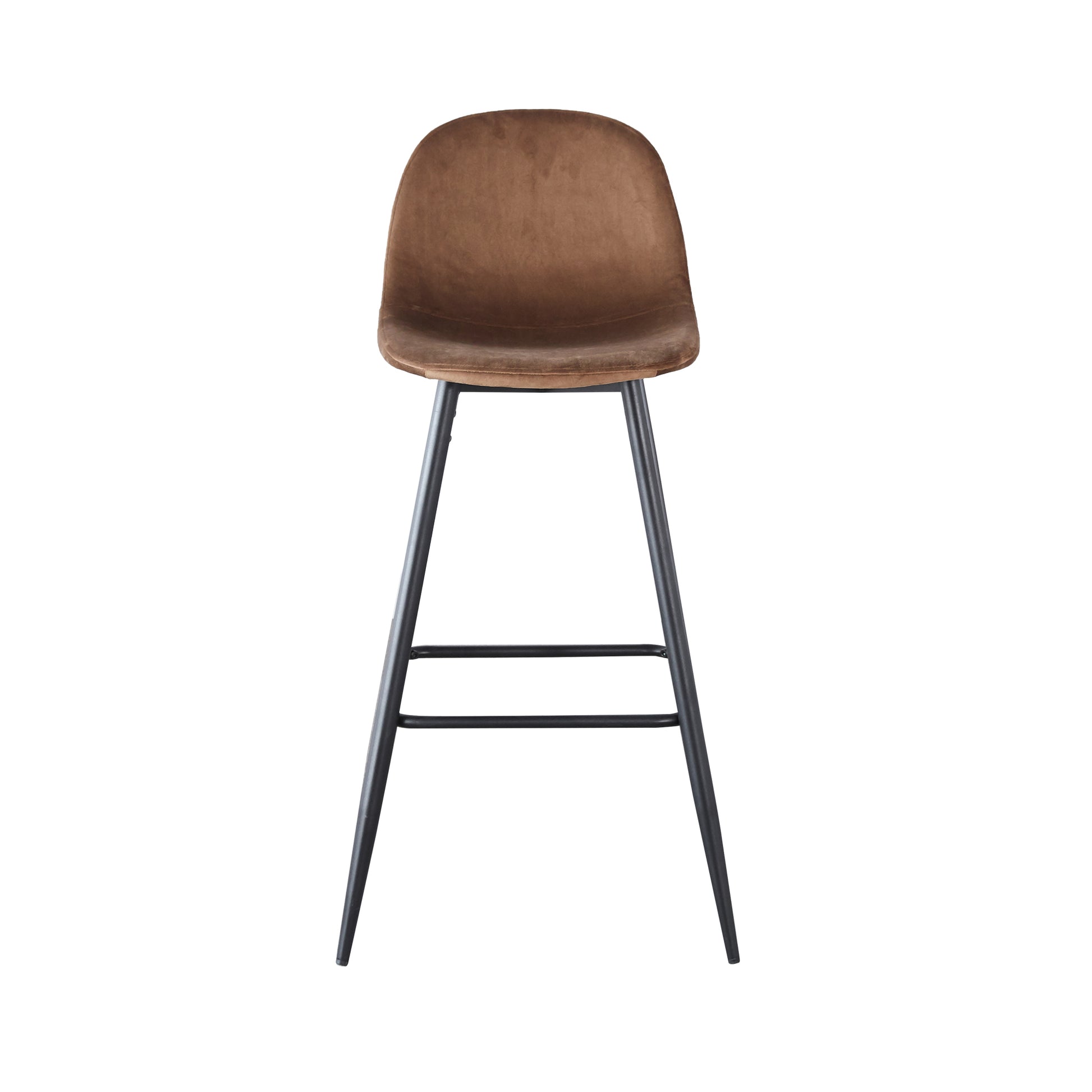 Bar Stools Set Of 2, 30 Inches Velvet Barstool Modern Counter Bar Height Chair With Back, Sturdy Metal Legs & Footrests, Easy Assembly, Island Stool For Kitchen Bar Brown Velvet