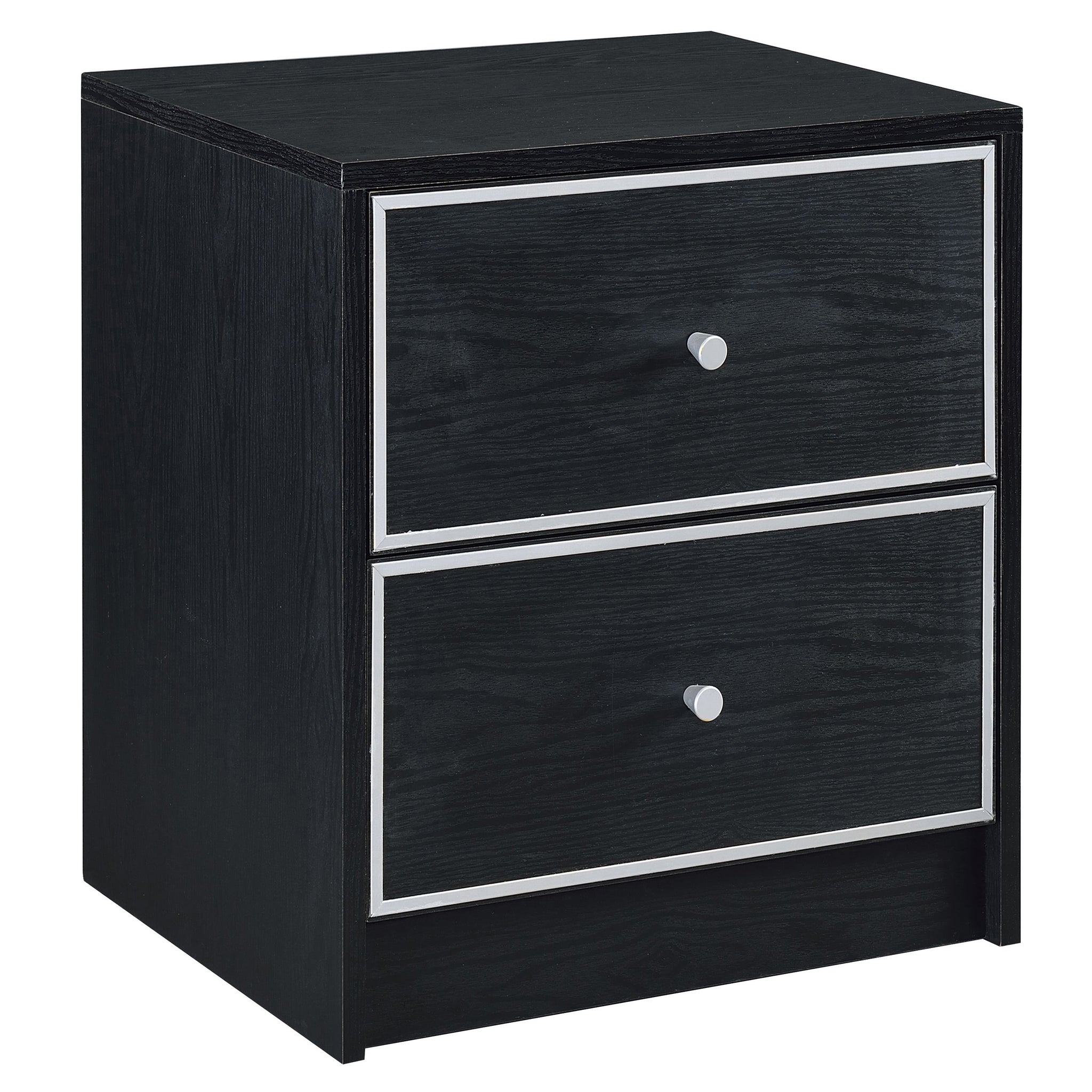 Black And Silver 2 Drawer Nightstand Black And Silver 2 Drawers Bedroom Industrial Wood Metal