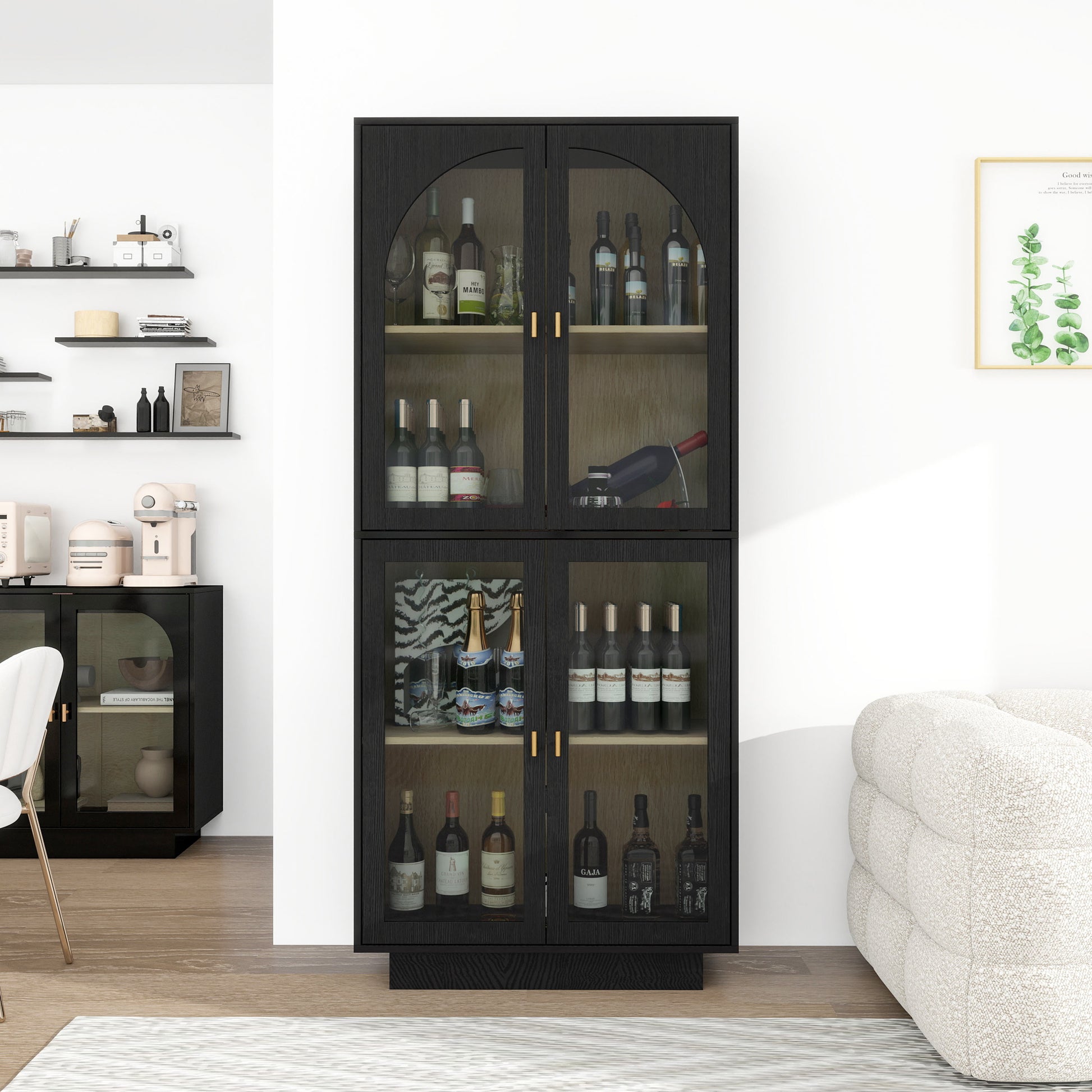 Storage Cabinet With Acrylic Door For Living Room, Dining Room, Study Black Particle Board