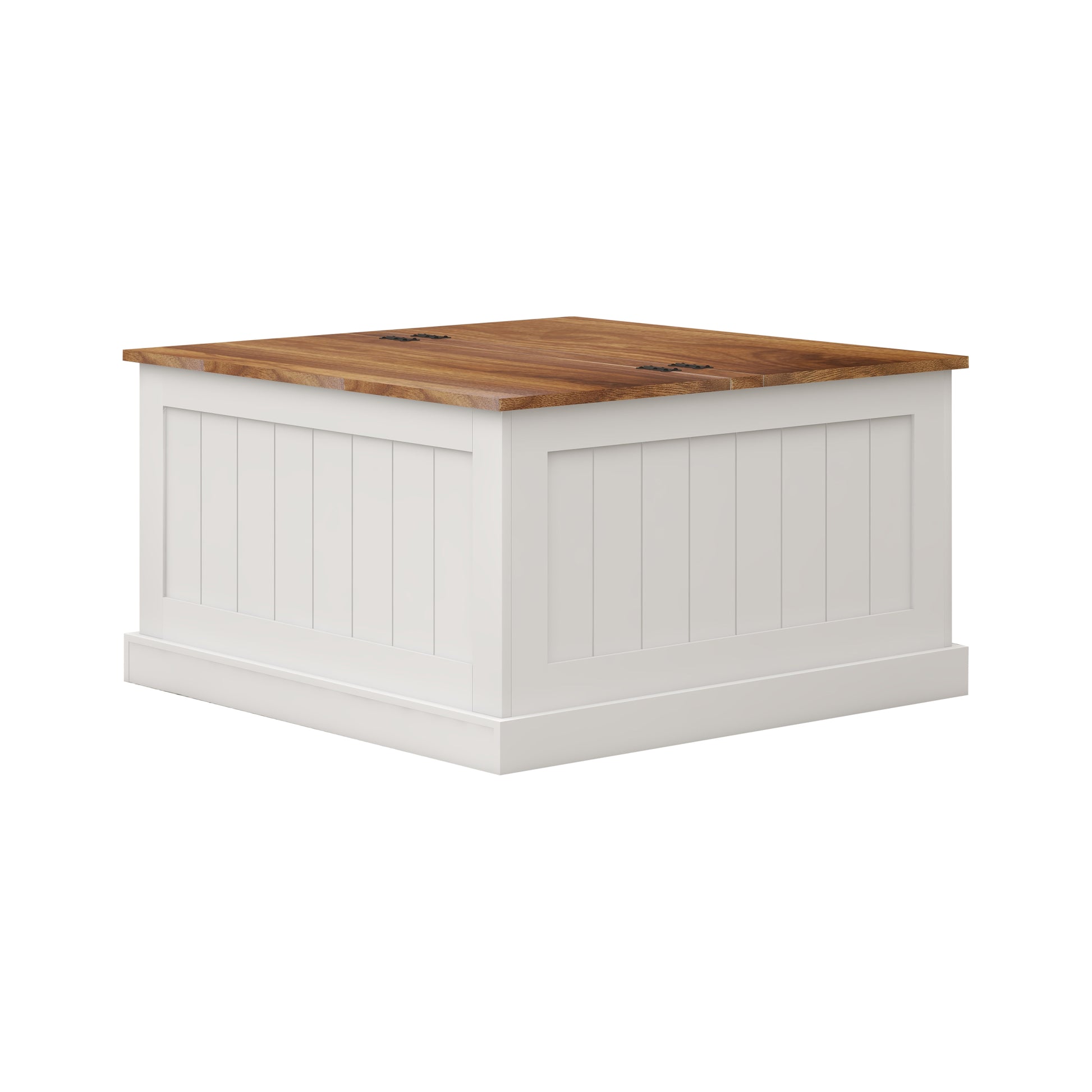 31.5" Farmhouse Coffee Table, Square Wood Center Table With Hinged Lift Top, Rustic Cocktail Table With Large Hidden Storage Compartmen For Living Room White White Mdf