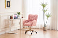 005 Teddy Fabric 360 Swivel Home Office Chair With Gold Metal Base And Universal Wheels,Pink Solid Pink Office Sponge Wipe Clean Modern Office Chairs Tufted Back Foam Swivel Teddy