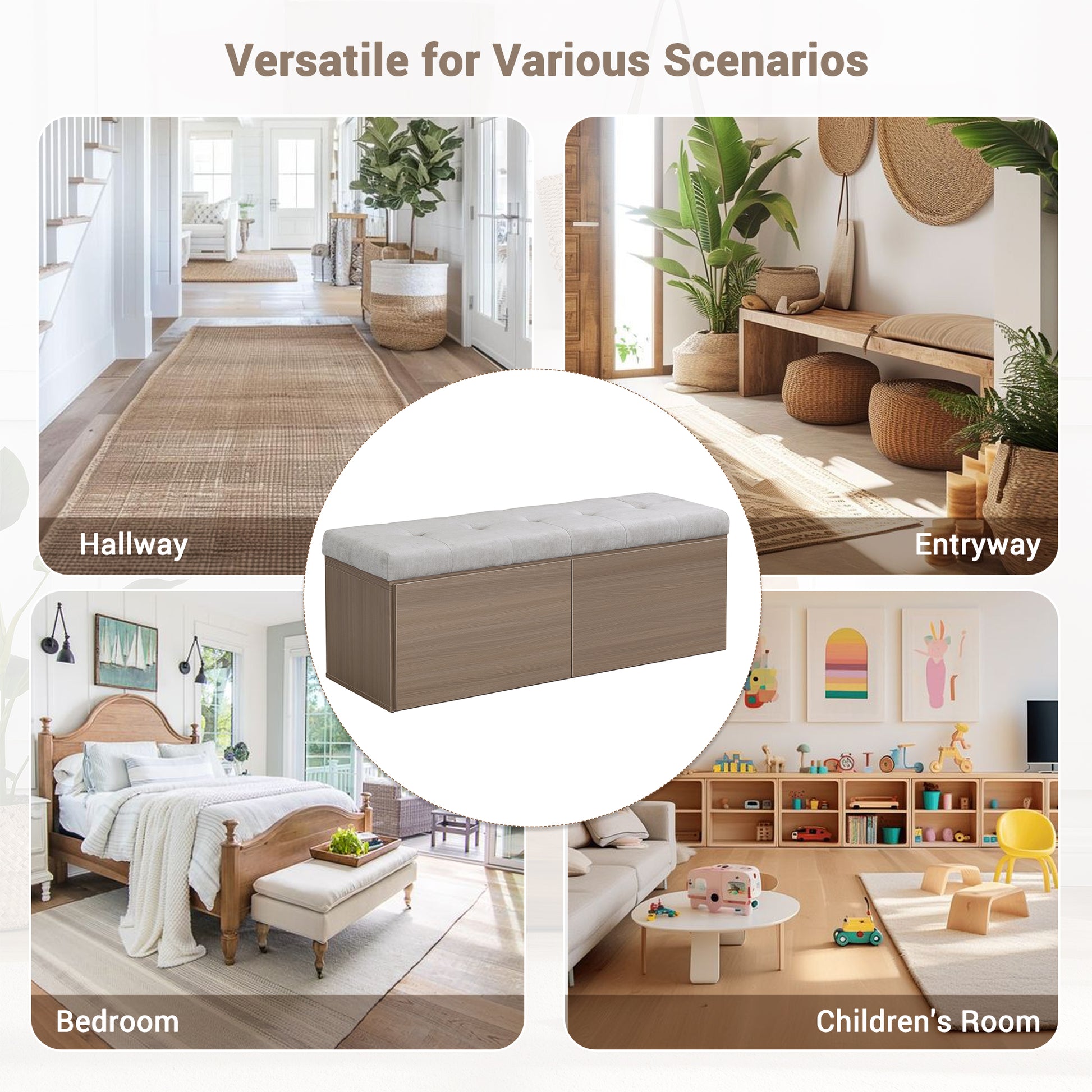 49" Shoe Storage Bench Entryway Shoe Cabinet Storage Ottoman With Padded Seat Cushion And Double Doors For Entryway, Hallway And Bedroom, Light Grey Cushioned Light Grey Chenille Solid Shoe Storage