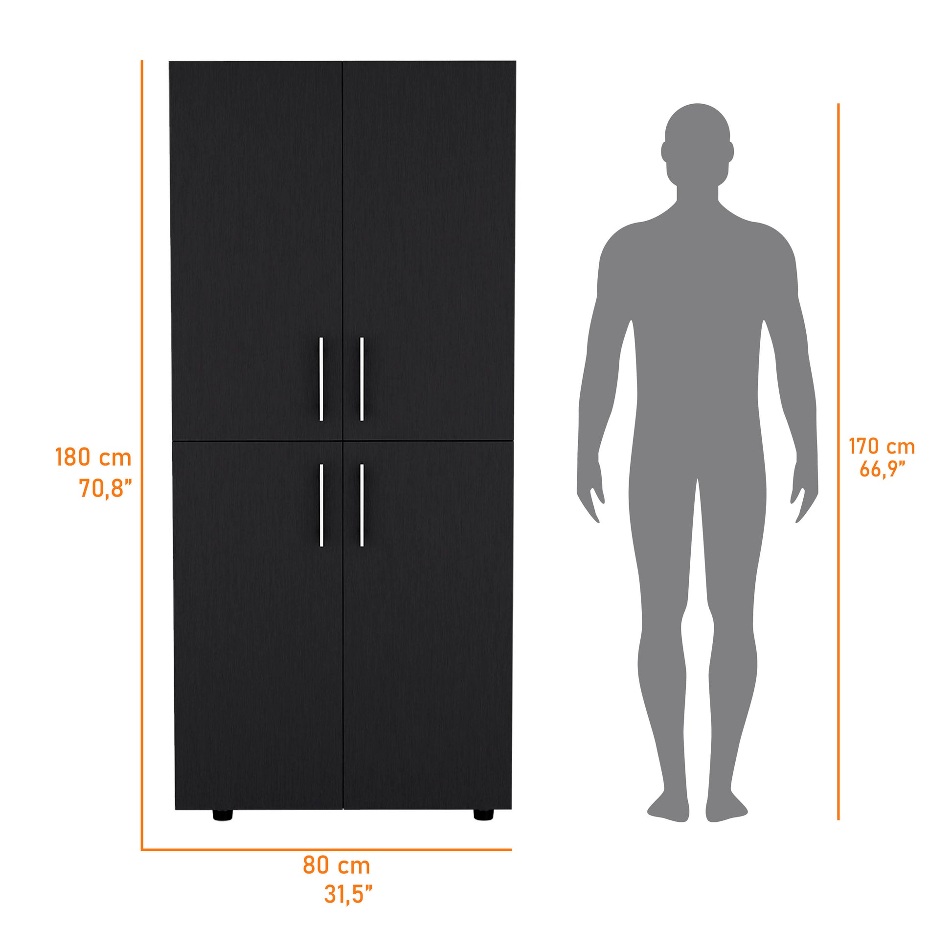 Hazel Armoire In Melamine With 2 Doors4 Shelves And 2 Clothes Hanging Bar Black Bedroom Contemporary Particle Board Melamine