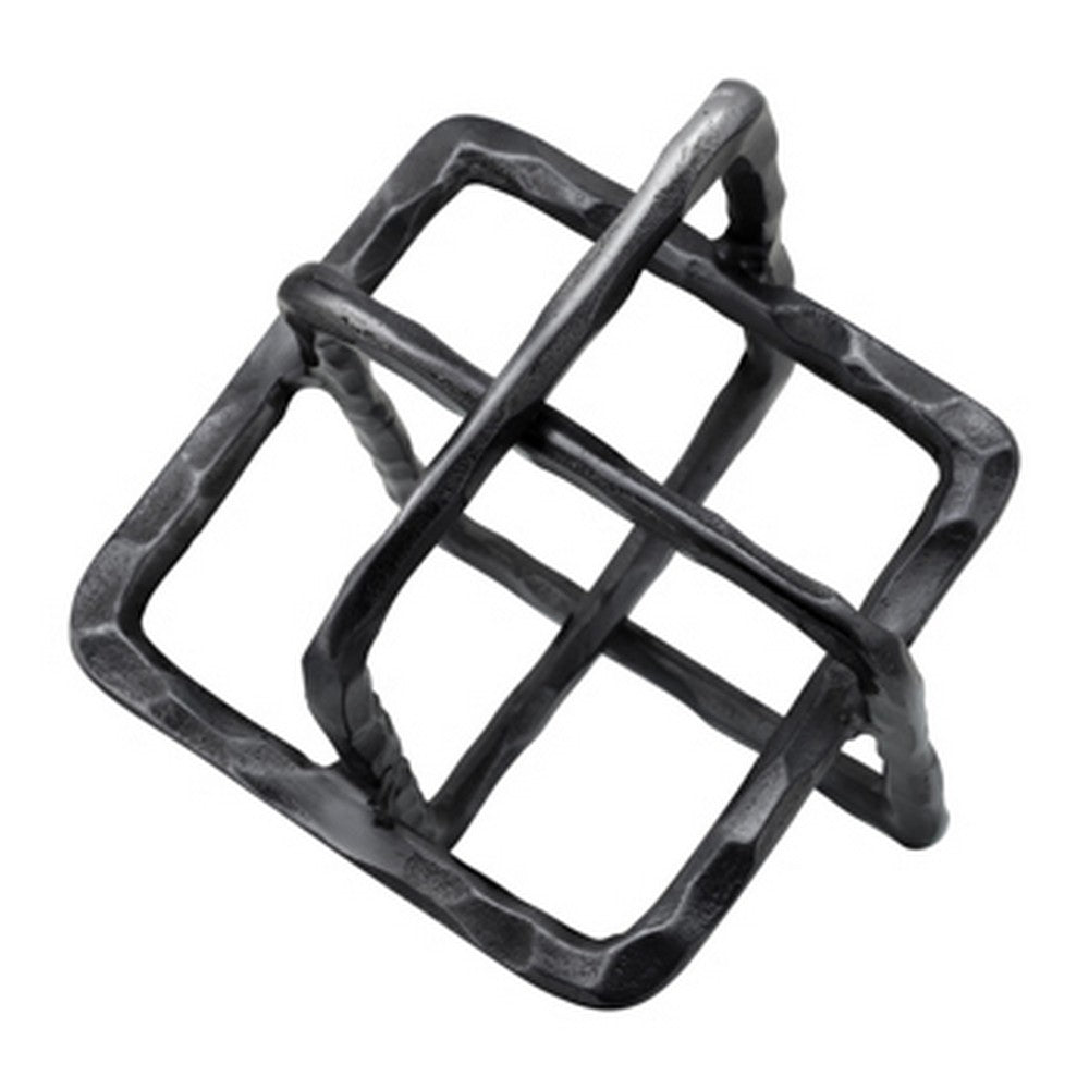 10 Inch Metal Accent Decor With Square Inters, Gray Gray Metal