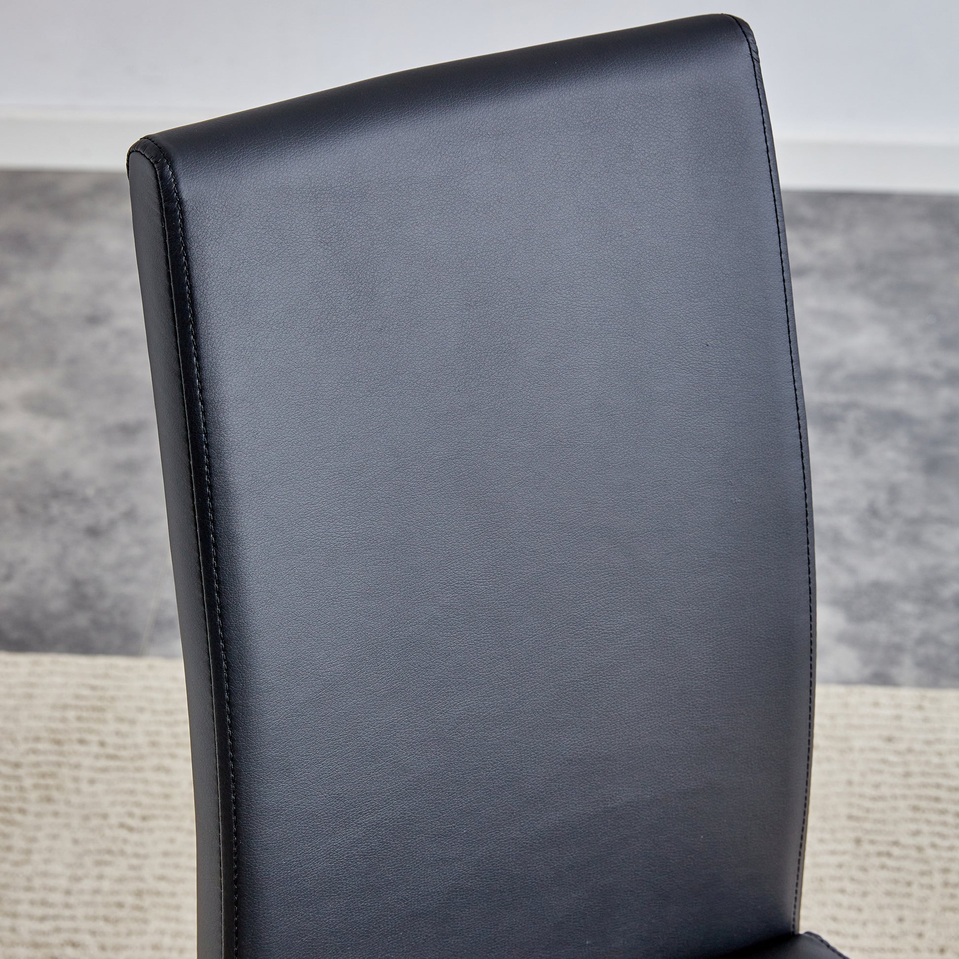 Table And Chair Set, Large Modern Minimalist Rectangular Dining Table, 0.39 "Imitation Marble Tabletop And Silver Metal Legs, Soft Leather Seats. F 1537 Silver Glass Metal