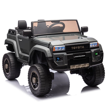 24V Two Seater Kids Ride On Car W Parents Remote Control, Licensed Toyota Lc250,4Wd,220W Motors,With Shovel,Three Point Seat Belt,Slow Start,Speed Adjustment,Bluetooth,Music For Kids Aged 3 . Gray 100 149 Lbs Polypropylene