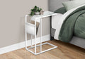 Accent Table, C Shaped, End, Side, Snack, Magazine Storage, Living Room, Bedroom, White Leather Look, White Metal, Contemporary, Modern White Metal