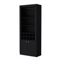 Black Bar Cabinet With Wine Storage And Three Shelves Standard Black Shelves Included Wood