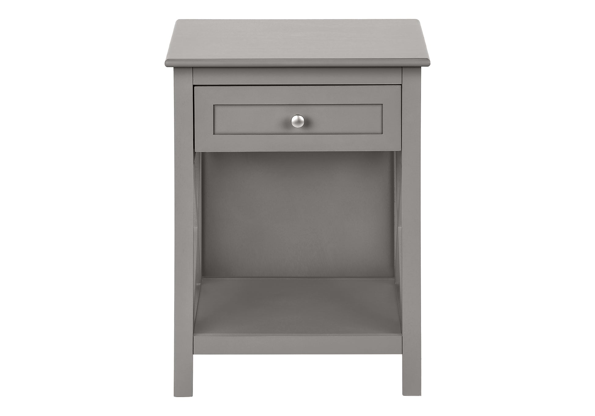 Accent Table, End, Side Table, 2 Tier, Bedroom, Nightstand, Lamp, Storage Drawer, Antique Grey Veneer, Transitional Grey Mdf