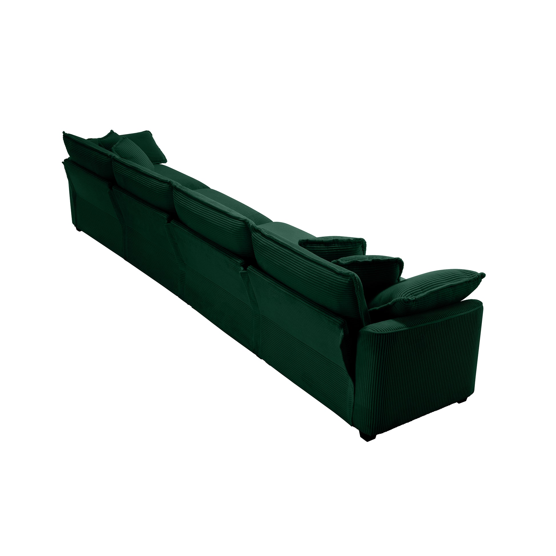 Corduroy Sofamodern Upholstered 4 Seater Corduroy Fabric Sofaoffice Living Room Apartment Comfortable Sofa, Easy To Assemble With 2 Arm Pillows And 4 Throw Pillows Green Corduroy 4 Seat