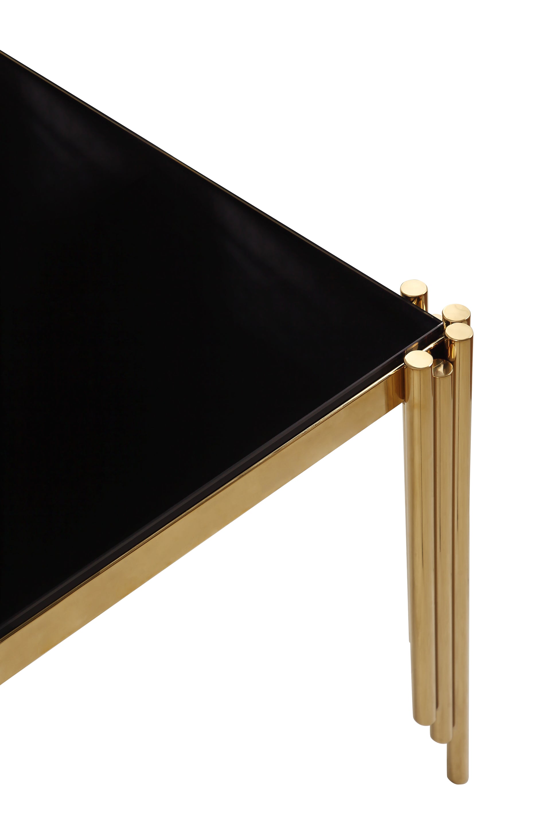 65" Rectangle Glass Dining Table, Tempered Glass Tabletop And Polished Gold Legs, Modern Style Table For Home, Kitchen. Dining Room Golden Black Dining Room Modern Freestanding Rectangular