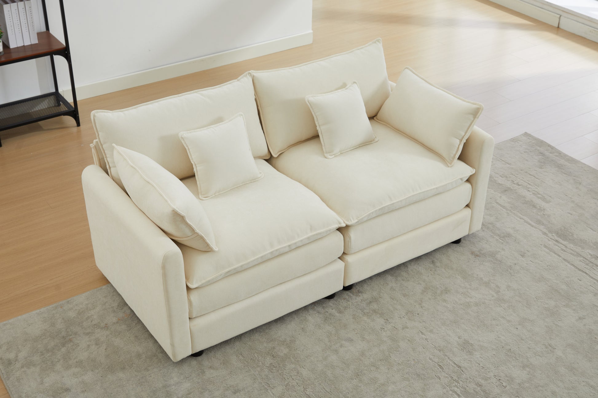 Modular Sectional Sofa, 2 Seater Sofa, Modern L Shaped Sofa For Living Room Bedroom Apartment White Chenille 2 Seat