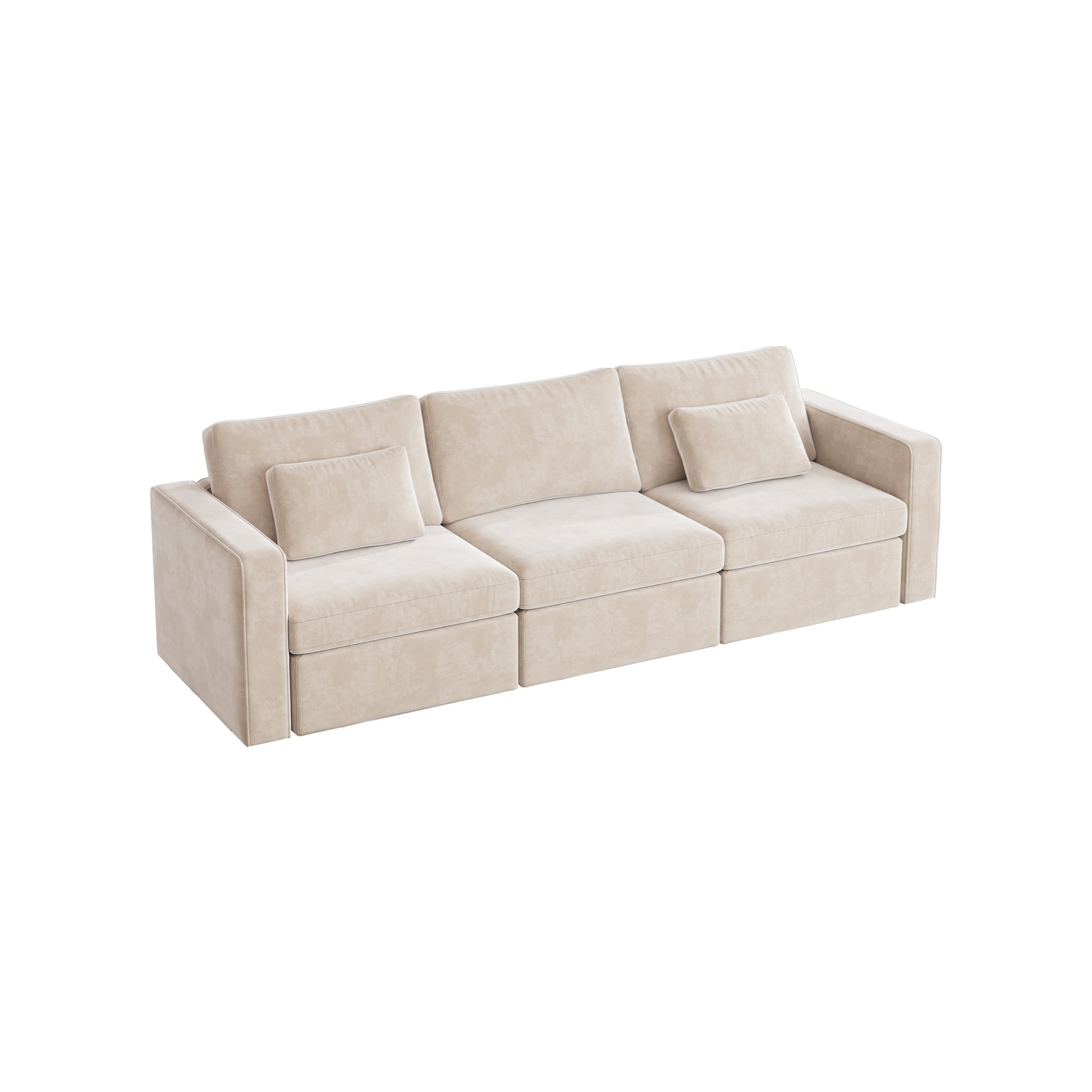 Modern Velvet Modular Sectional Sofa, Convertible Sofa Set With Pillows, Oversized Sectional Couches For Living Room, Loft, Apartment, Office White 3 Seats Wood Primary Living Space Medium Duty Pine 3 Seat White Velvet Medium Soft Cushion Back