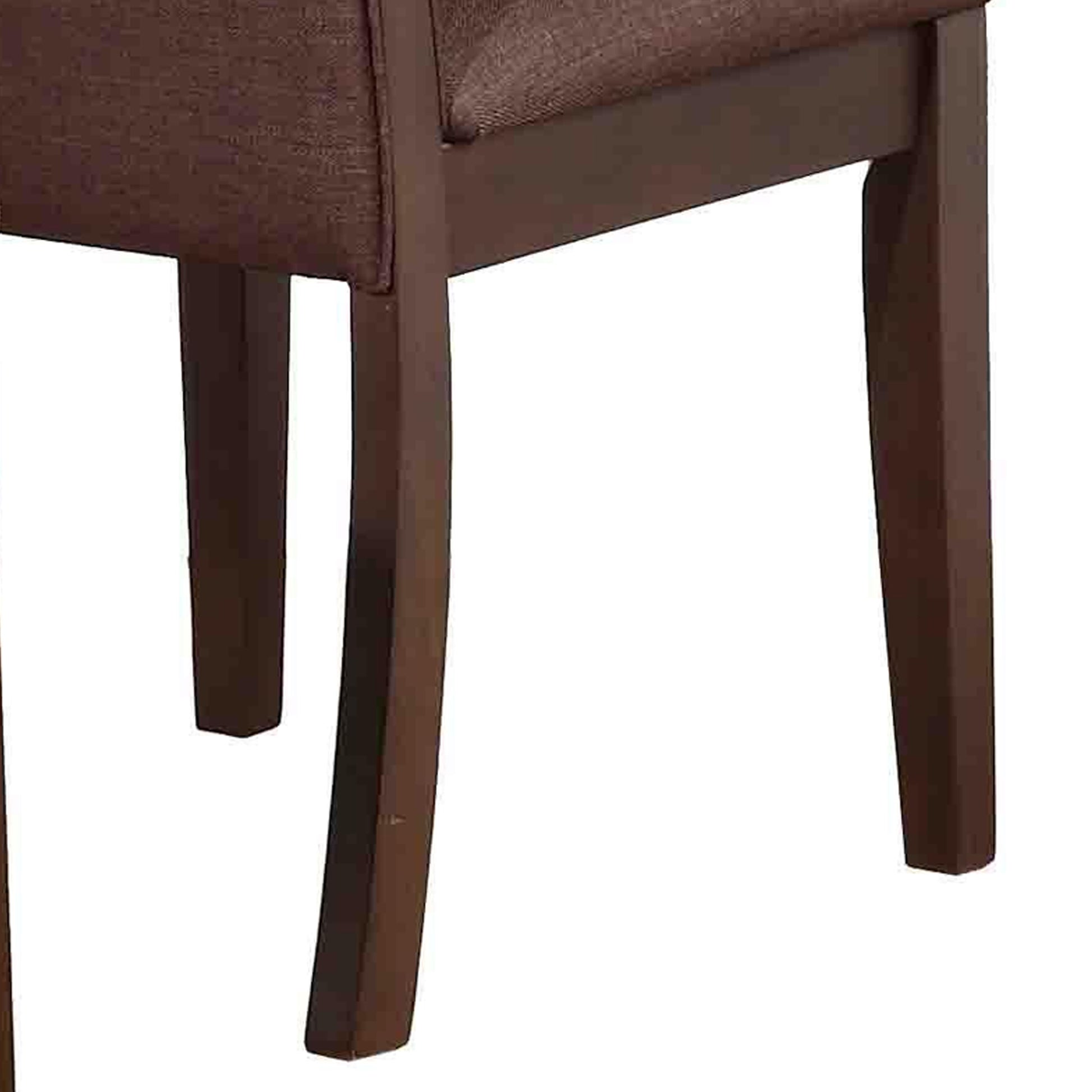 Upholstered Wooden Dining Side Chair, Brownset Of 2 Brown Wood Fabric