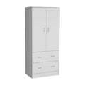 Taly 2 Doors 2 Drawers Armoire White White Bedroom Modern Particle Board