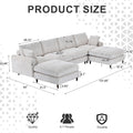 Modern Corduroy Modular Section Sofa, U Shaped Convertible L Shaped Sofa Set With Pillow, Oversized Sectional Sofa With Footstool, Suitable For Living Room, Attic, Apartment, Office White 6 Seat