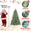 9Ft Scotch Pine Christmas Tree, Premium Frosted Pre Decorated Artificial Holiday Decor W 2,518 Branch Tips, Xmas Trees For Holiday Party Decoration Green Polyvinyl Chloride