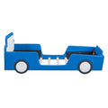 Twin Size Race Car Shaped Platform Bed With Wheels,Blue Twin Blue Pu Leather
